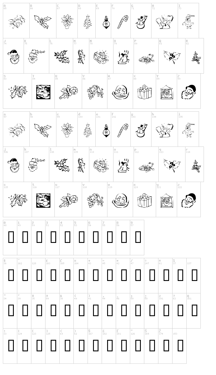 KR Christmas Dings 2004 font map